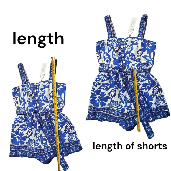 Rachel Zoe NWT Floral Romper Blue White 100% Cotton Size 10 - Picture 6 of 7